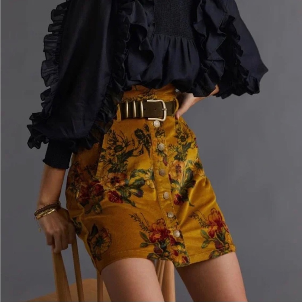 Pilcro floral corduroy skirt